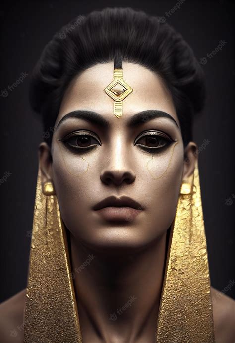 Premium Photo Portrait Of A Beautiful Egyptian Priestess With Makeup