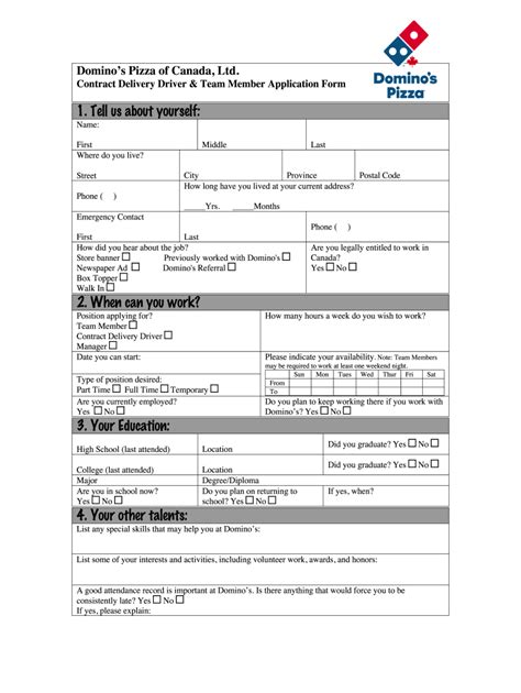 dominos jobs application    form fill   sign printable  template