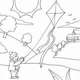 Kite Colouring Coloring Pages Kites Drawing Flying Sheets Kids Colour Print Choose Board sketch template