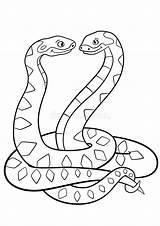 Coloring Colorear Anaconda Vipers Vector Garabato Esquema Pequeñas Víboras Sonríen Colorante sketch template