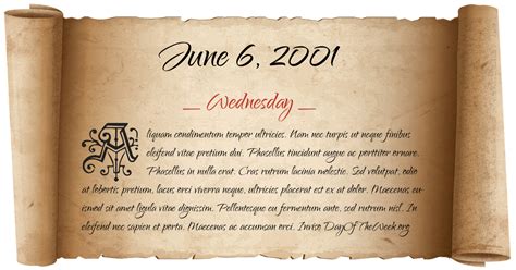 What Day Of The Week Was June 6 2001
