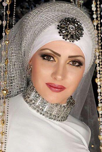 beautiful arab bride with silver ornaments egyptian fashion bridal hijab styles egyptian