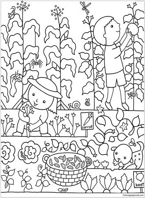 kids gardening coloring page  printable coloring pages