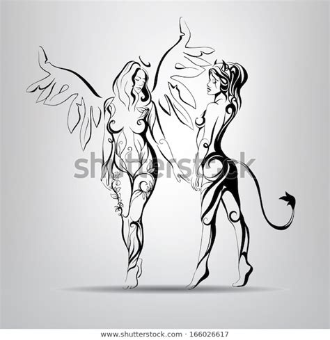 Angel Demon Female Characters Vector Illustration Stock