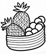 Buah Mewarnai Fruits Bowl Buahan Frutta Pineapple Cesto Frutero Segar Ananas Silueta Marimewarnai Bagus Canasta Kolorowanka Paud Tazon sketch template