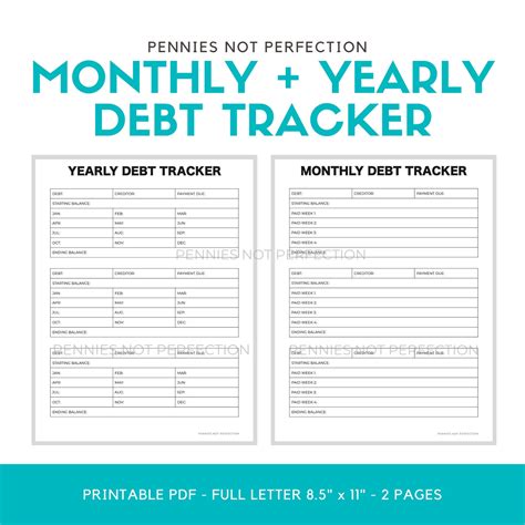 debt payoff planner printable  monthly yearly debt pay etsy