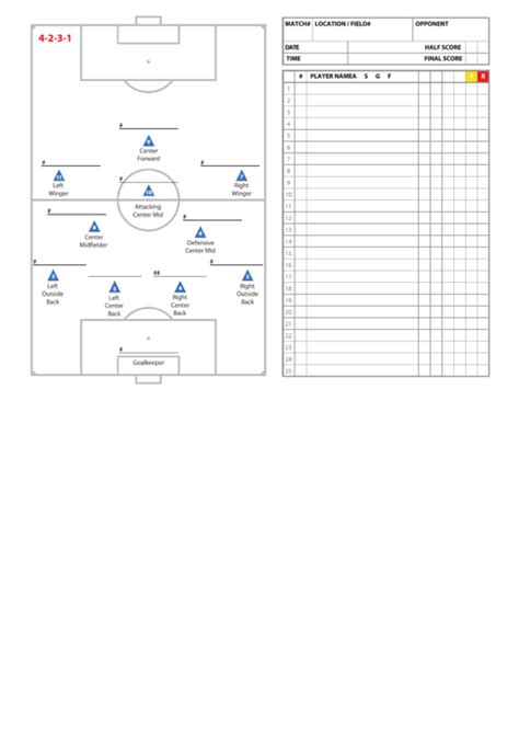 fillable ussf style lineup sheet      printable