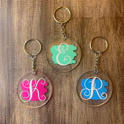 clear acrylic letter keychain  paint swatch etsy