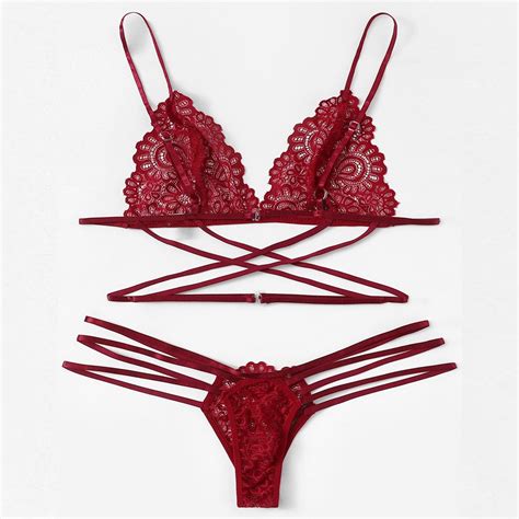 Erotic Lingerie Womens Sexy Bikini See Through Lace Hollow Out