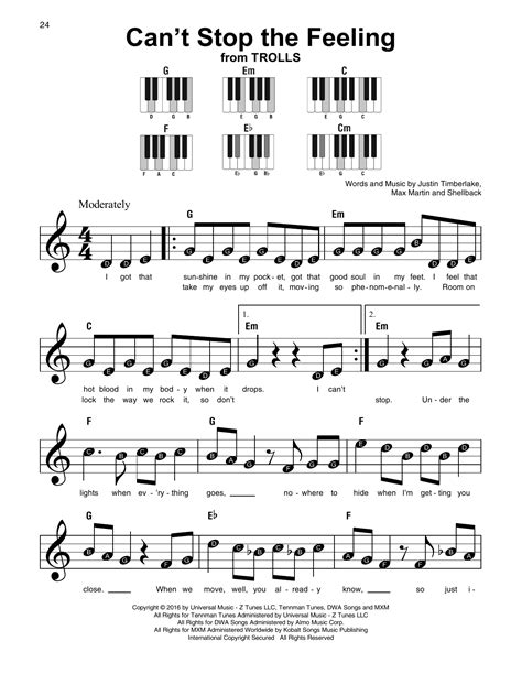 can t stop the feeling sheet music justin timberlake super easy piano