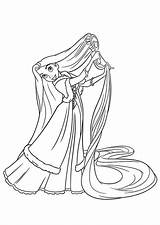 Rapunzel Coloring Pages Hair Her Disney Comb Tangled Jacey Princess sketch template