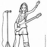 Chanteuse Guitare Jeunes Coloriages Champagne sketch template