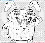 Rabbit Ugly Cartoon Waving Outlined Coloring Clipart Vector Cory Thoman sketch template