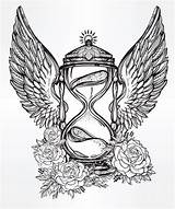 Tattoo Clock Designs Hourglass Roses Drawings Choose Board Tattoos sketch template