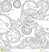 Drawing Gears Steampunk Gear Mechanical Cogs Coloring Texture Pattern Pages Seamless Clocks Cogwheel Stencil Tattoo Patterns Adult Drawings Sketch Vector sketch template