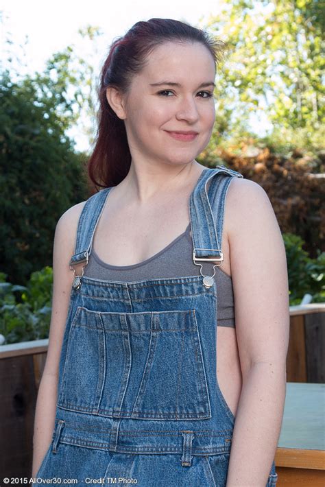 annabelle lee will take off the woman overalls and flashes those puffy bra stuffers