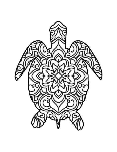 printable coloring pages turtle kids adults mandala etsy canada