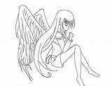 Anime Angel Coloring Pages Praying Girl Draw Kids Color Template People Sketch Printable Cat sketch template