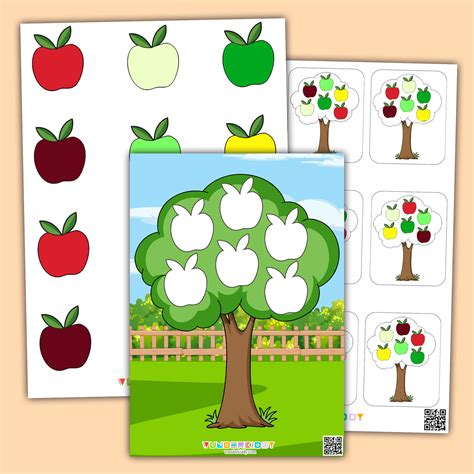 printable apple tree pattern activity  kindergarten