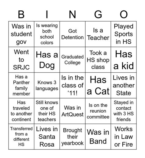 find  panther  bingo card