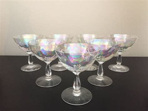 Fostoria Shell Pearl Iridescent Crystal Champagne Coupes Set Of 10
