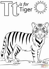 Tiger Coloring Pages Printable Letter Colouring Color Kids Preschool Drawing Alphabet Printables Dot Supercoloring Paper Getcolorings Crafts Choose Board sketch template