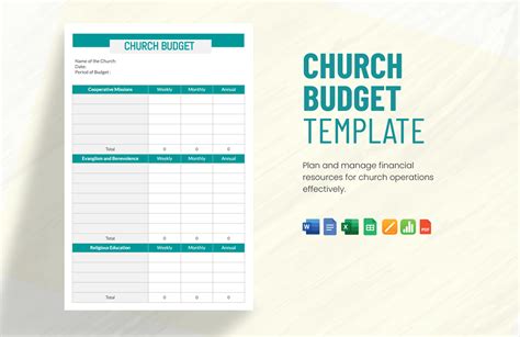 church budget template  gdocslink google sheets ms word ms excel