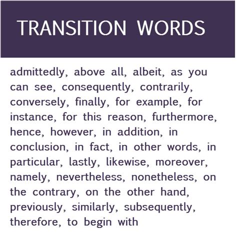 transition words  phrases