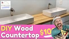 🍒 How to DIY Make a Beautiful Custom **Wood Countertop for Your Bathroom Vanity**➔ Step-by-Step!
