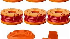 THTEN WA0010 WA0004 Edger Spool Replacement for Worx WG154 WG155 WG175 WG180 WG163 Weed Wacker Eater String with WA6531 GT Spool Cover 50006531 String Trimmer Refills 10ft 0.065"(6 Spool, 2 Cap)