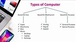Type of Computer / Classification of Computer