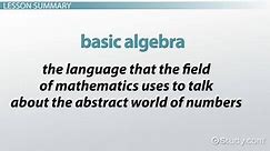 Basic Algebra | Definition, Equations & Examples