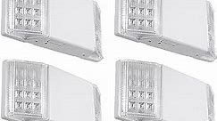 TORCHSTAR LED Emergency Lighting, Commercial Emergency Lights with Battery Backup, UL Listed, Two Heads, AC 120/277V, Hardwired Emergency Exit Light Fixture for Business, Home Power Failure, Pack of 4