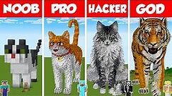 Minecraft REAL LIFE CAT HOUSE BUILD CHALLENGE - NOOB vs PRO vs HACKER vs GOD / Animation