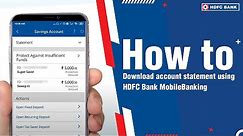 How to download account statement using HDFC Bank MobileBanking App
