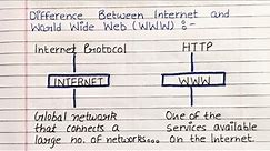 Difference Between Internet and WWW | World wide Web | Internet