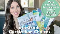 6th grade homeschool curriculum choices - English, literature, math, history, typing, and spelling