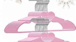 ZRKFSR Plastic Hangers 30 Pack, Pink Hangers Clothes Hanger Ultra Thin Space Saving -Pink Heart Hangers 360 Degree Swivel Hook & 10 Clips-Strong & Durable Adult Hangers for Sweaters,Dress, Shirt, Coat