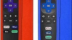 PINOWU [2 Pack] Universal Remote Shell Compatible with TCL Roku Smart TV Steaming Stick Remote,Roku Voice Remote, Roku Premiere, Roku 2, Roku 3, Roku 4 Remote with Lanyard (Red and Blue)