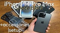 iPhone 14 Pro Max (Space Black) - Unboxing | Setup + Accessories (4K)