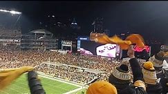 Steelers-Renegade inside of Acrisure Stadium on Thursday Night Football vs the Titans 11-2-23