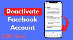 How to Deactivate Facebook Account | Deactivate Facebook Account