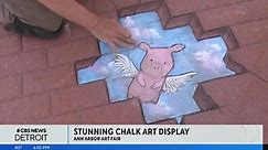 Checking out a stunning chalk art display at the Ann Arbor Art Fair