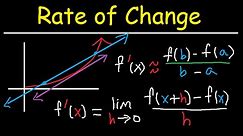 Average and Instantaneous Rate of Change of a function over an interval & a point - Calculus