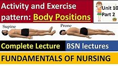 Activity and Exercise Pattern - Body Positions | Fundamentals of Nursing | Unit 10 p#2 |BSN lectures