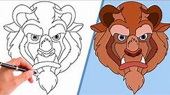 How To Draw THE BEAST FROM BEAUTY AND THE BEAST | SUPER EASY DISNEY DRAWING