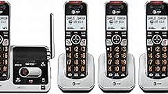 AT&T BL102-5 DECT 6.0 5-Handset Cordless Phone for Home with Answering Machine, Call Blocking, Caller ID Announcer, Audio Assist, Intercom, and Unsurpassed Range, Silver/Black