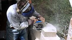 Cutting Retaining Wall Cap Block