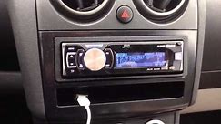 JVC KD-R80BT car stereo paired with an iPhone 5