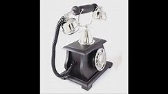 Victorian Old Classic Telephone Vintage Rotary Chrome Finish Wooden Base Landline Non Working Telephone Decor Gift